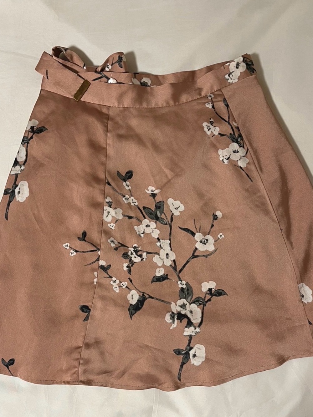 Dynamite Floral A-Line Wrap Skirt in Dusty Rose